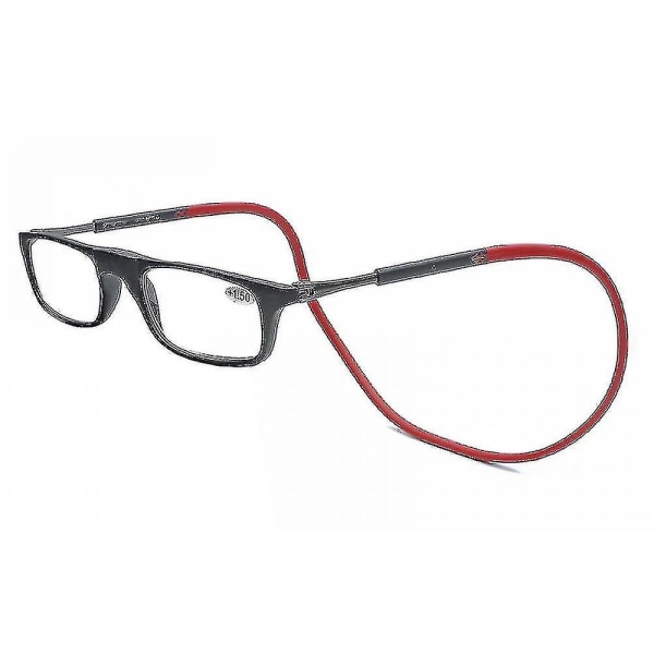 Reading Glasses High-grade Tr Magnetic Absorption Hanging Neck Funky Readers Glasses.3.5 Magnification.Red