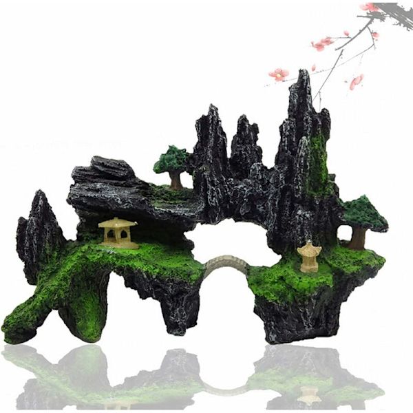 Kunstig dekoration til akvarium - Bjergsten - Resin 9X24X17cm