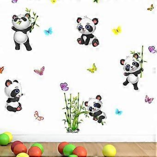 1 Set Kreativa Panda Väggdekaler Självhäftande Tecknad Djur Väggdekaler Dekorativ Tapet för Hem Vardagsrumsinredning