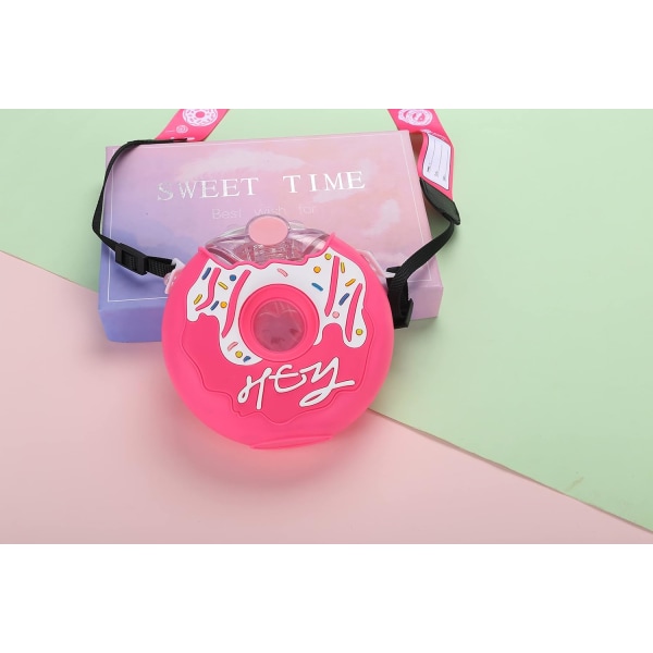 380ml Donut Rosa Vattenflaska med Sugrör för Barn, BPA Fri & Läckagesäker