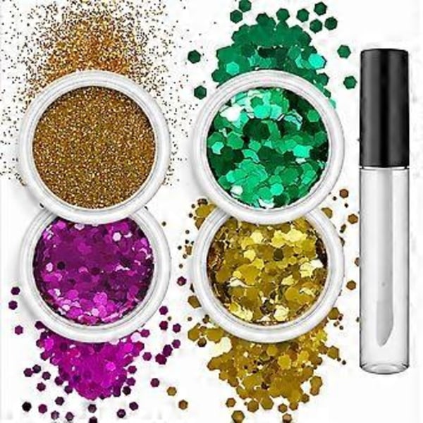 4 Lådor Holografiska Nagelpaljetter Former Blandade Nagelglitter Manikyrdekorationer Glitterset för Nagelkonst Hantverk Smink Set 1