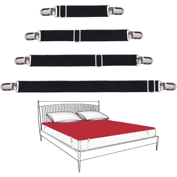8 Pakk Sengestrammer, Justerbare Strammearklips, H