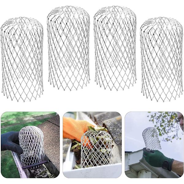 4 stk. 2 til 4 tommer aluminium tagrenderbeskyttelse udvidelig filt