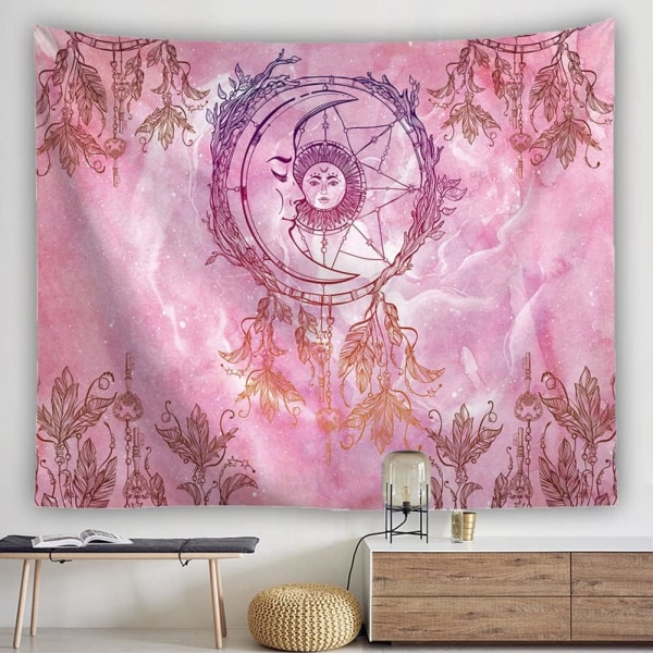 (150x200cm,59\"X79\") Aurinko ja kuu seinävaate Pinkki Astrologia Aes