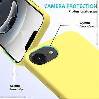 För iPhone 16e Skal Stöttåligt Flytande Silikon Mjukt Foder Baksida Telefonskal - Gul Yellow