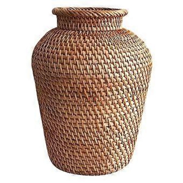 Retro Rattan Blomkruka Buketthållare Dekorativ Korg s()