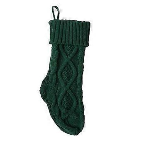 Kraftig Stickad Julklapp Present Godisstrumpor Julstrumpa Högtider Fest Heminredning Green 37cm