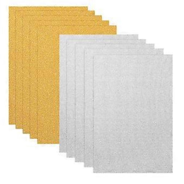 ULTNICE 10 kpl Glitter-kartonkipaperi, kimalteleva paperi askarteluprojekteihin, lahjapakettien käärimiseen ja leikekirjoihin (kulta ja hopea)