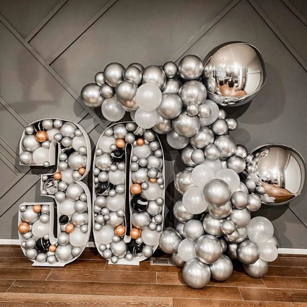 Festballoner 50 stk. 12 tommer Sølv Metallic Chrome Helium Shiny
