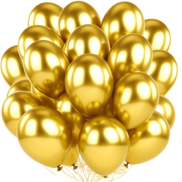 50 metallballonger+50 hvite jubileumsmerke Ideell oppblåsing