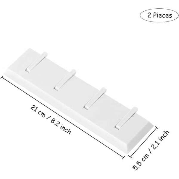2 stk. sammenklappelige vægkrog, vægfrakkekrog, vægmonteret frakkerække, upunch, selvklæbende, med 4 indtrækkelige kroge (hvid)