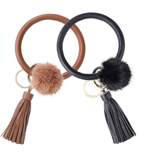 Lädernyckelring, armband nyckelring armband, stort runt nyckelhänge