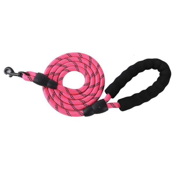 2 meter lang rosa hundebånd, hundetreningsbånd, myk pute, så