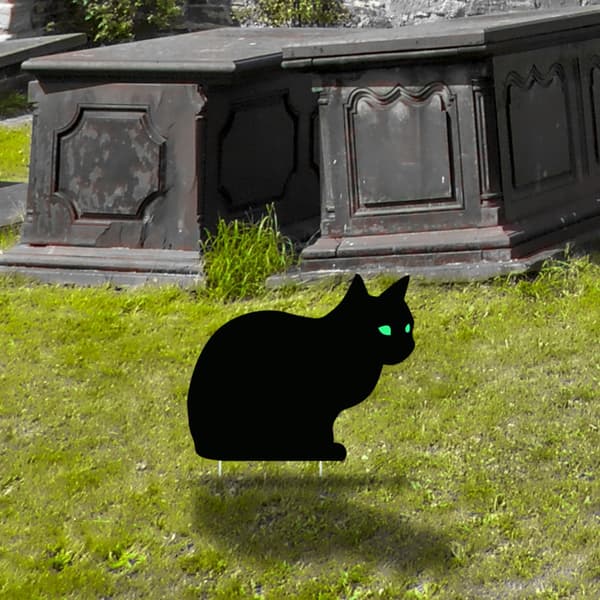 Halloween Udendørs Gårdskilt, Steddekoration: Sort Kat Silhuet - FJ071