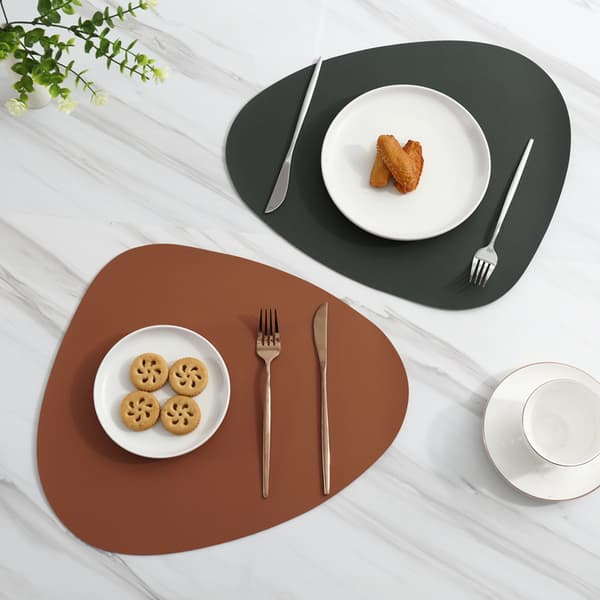 43x36 cm Nahkainen Pöytätabletti Länsimainen Tabletti Helppo Puhdistaa Kolmio (Punainen)