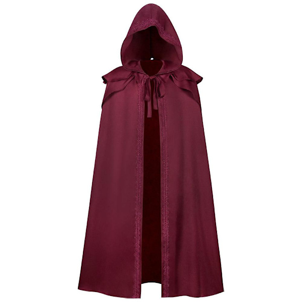 Hupullinen viitta - keskiaikainen renessanssin goottilainen viitta Halloween-cosplayhin, esityksiin ja elokuva-/tv-pukuihin.XS.Punainen