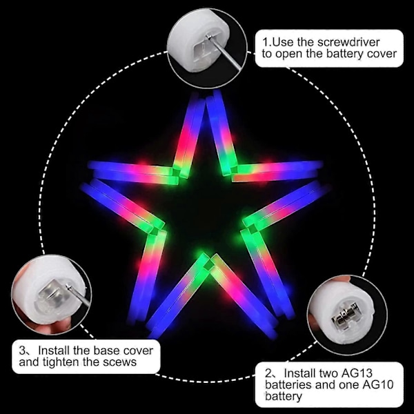 30 stycken LED färgglada skum fluorescerande stavar, självlysande fluorescerande stavar, festtillbehör, 3 blinkande lägen 30pcs