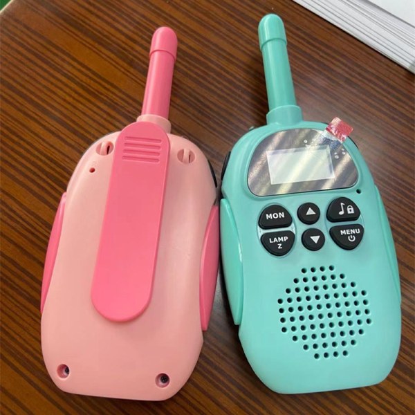 Pitkän kantaman ladattava walkie talkie, yksi sininen ja yksi vaaleanpunainen