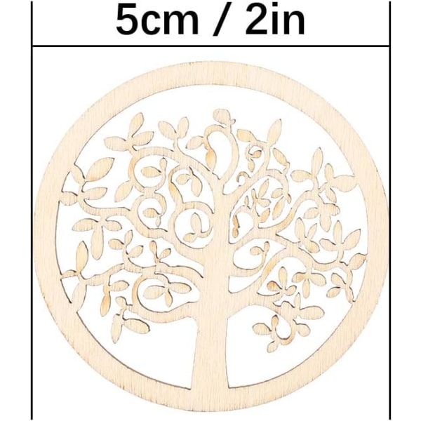 48 Pieces Mini Round Tree of Life, 2 inch Unfinished Wood Plate S