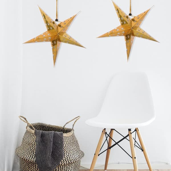 5-pack Pappersstjärnlampor - 45cm - Juldekorationer (Guld)