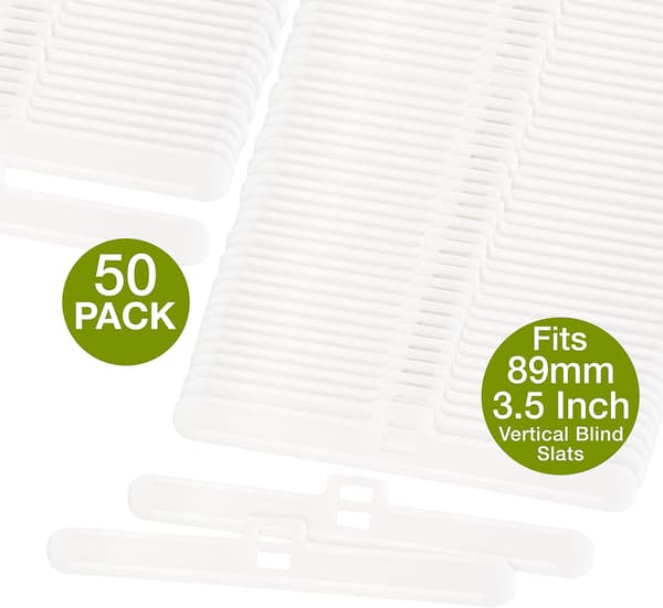 (50 stk, 89mm, Hvit)Kroker til Vertikale Persienner 3,5 Tommer 89mm