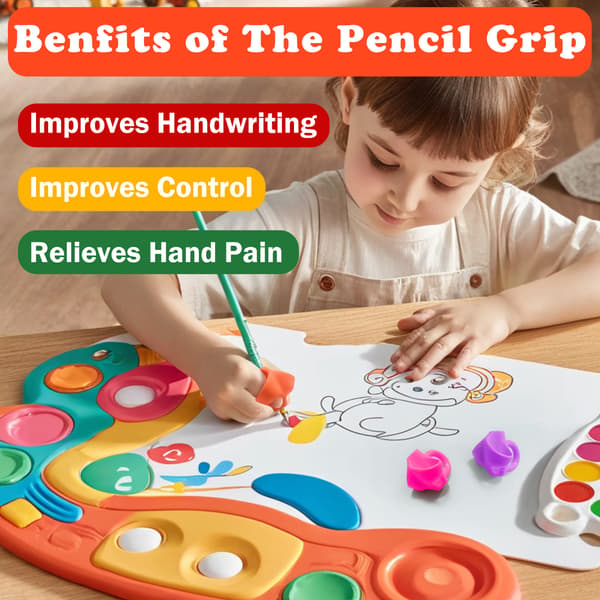 Set med 6 Grip Correctors 3-Finger Silikon Penngrepp Pennfodral