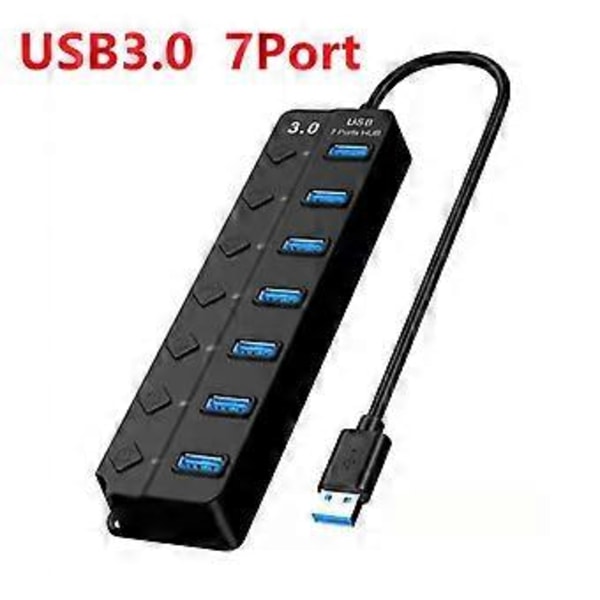 7 Portar USB3.0 USB HUB Ultra-Slim Data USB Splitter Laddning Multi USB Port Expander 01 USB3.0 7port