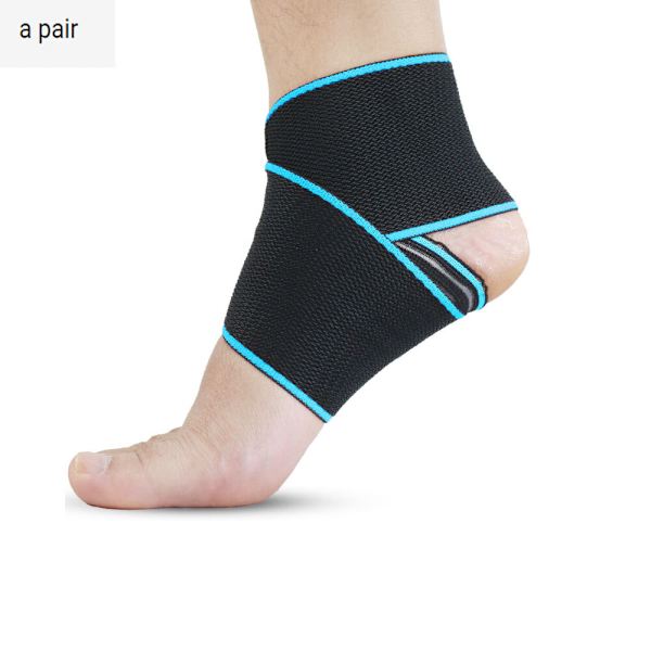 Et par (blå) ankelstøttebandage justerbar åndbar elastisk
