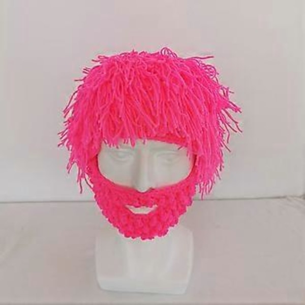Strikket Hue Strik Beanie Hue Casual Udklædningrekvisit Mænd Kvinder Vinter Varm Hovedbeklædning Fuzzy Vinterhue til Ferie Snowboarding (Mørk Pink S)
