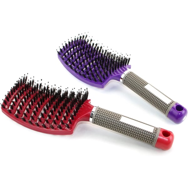 Boar Bristle Brush- 2 Boar Bristle Hair Brushes- Detangling hår