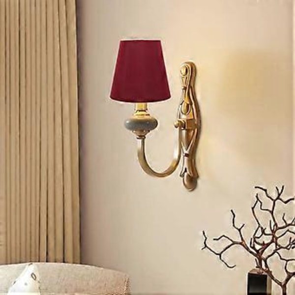 2 st Tyglampskärm Liten Lampskärm Klämma På Glödlampa Retro Stil Lampskärm Tunnformad Lampskärmstillbehör Claret