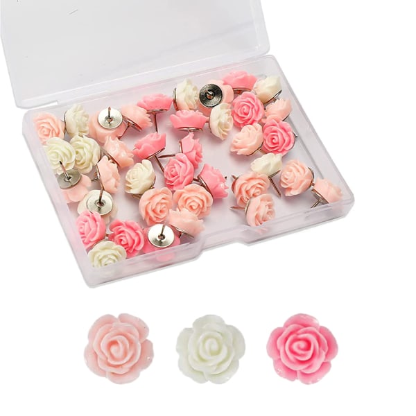 30 stk Rose Push Pins Plast Blomster Push Pins Dekorative Push