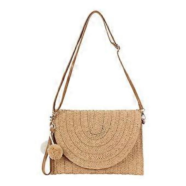 Allsidig Crossbody-väska för kvinnor Enkel handväska Strandväska i halm Axelväska Handgjord Messenger-väska Vardagsväska Ljusbrun Light brown