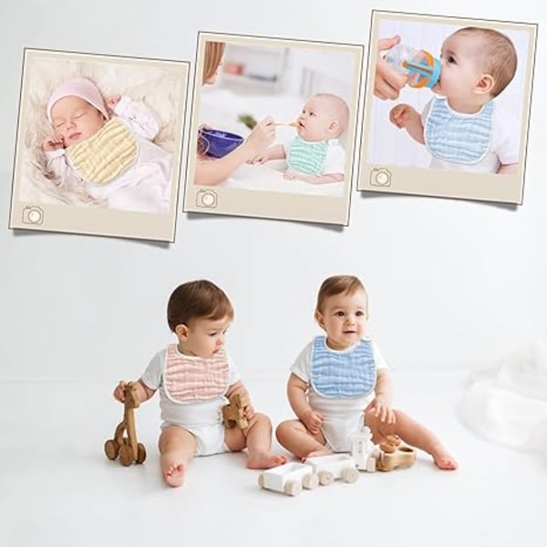 6-styks baby-smekke i almindelig vævning med superblød og absorberende justerbar spænde, velegnet til spædbørn, nyfødte og småbørn