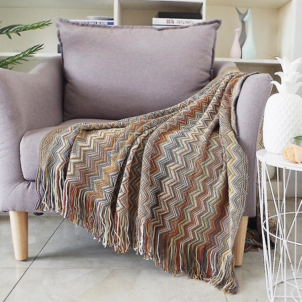 Bohemian Throw Blanket Luftkonditionering Tupplursfilt Tjock Soffa Bl