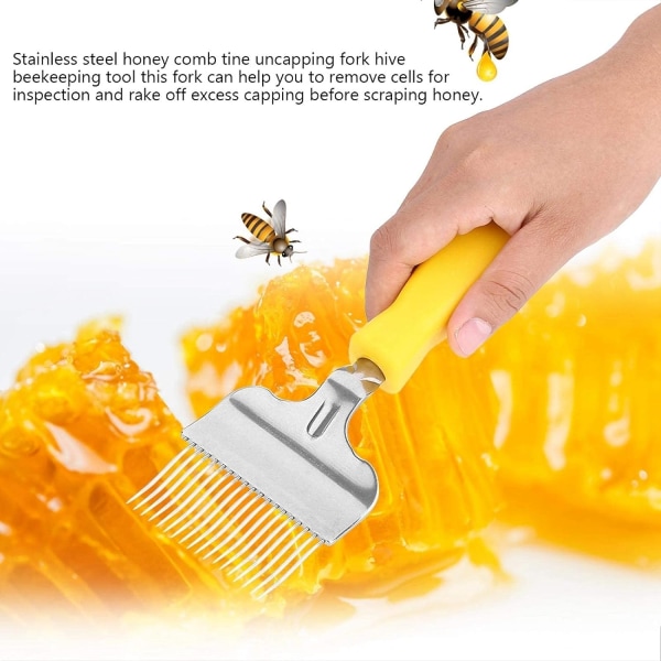 Biståve Uncapping Gaffel Rustfritt Stål Honey Comb Beekeeping