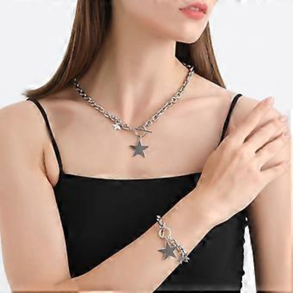 Muotitrendi Kevyt Luksus Niche Solisluuketju Temperamentti Yksinkertainen Kylmä Tuuli Viisisakarainen Tähti Rannekorut Kaulakoru Bracelet