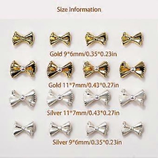 50x Söpö Rusettisolki Kynsitaide Korut Ranskalainen Rusetti Kynsikorut Kynsitaide Koristeet Kynsitarvikkeet Akryylikynsille Golden bow 11 x 7mm