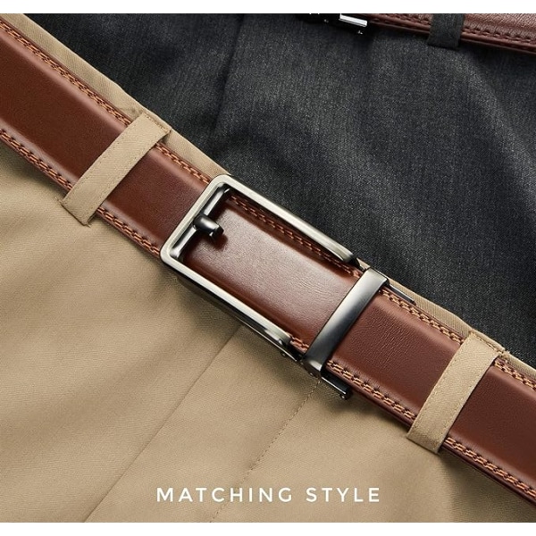 Click Belt for Men, Ratchet Dress Belt 1 3/8" with Sliding Buckl