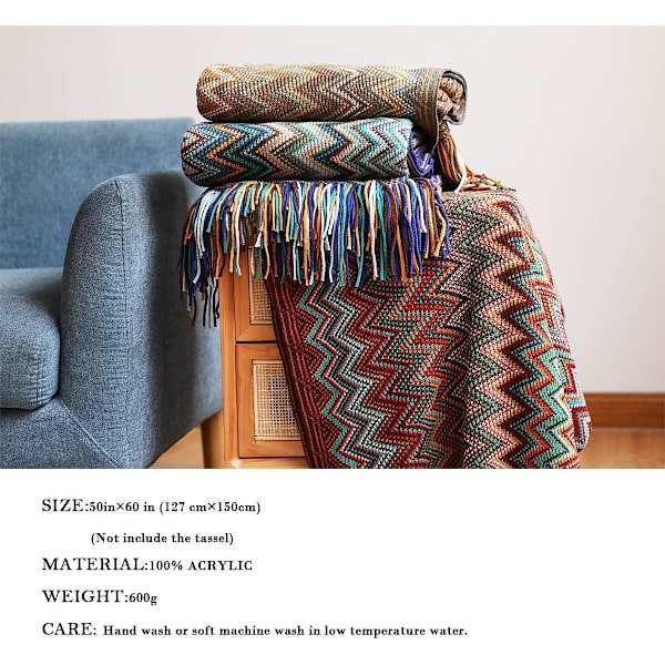 Boho Kast Teppe Utenfor Strikket Kvast Teppe, (Gul 50x