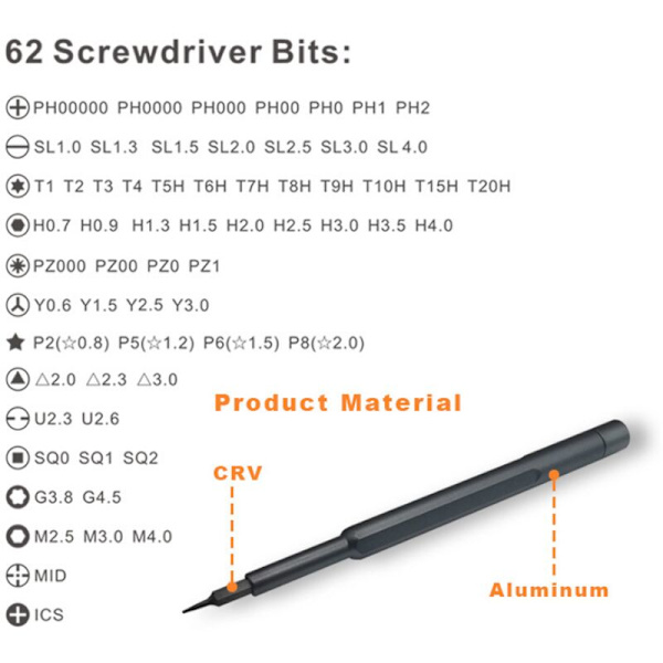 63 i 1 Mini Precision Skruetrækker Sæt Elektronisk Magnetisk Reparation