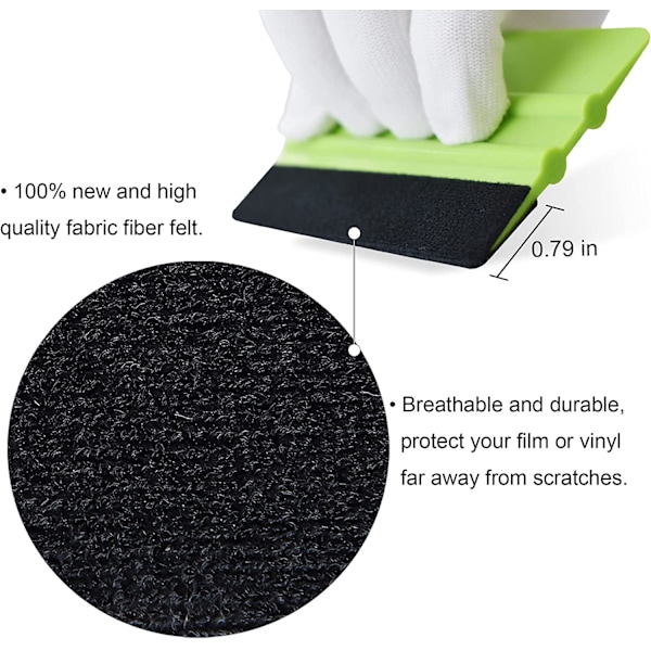 2 stk Vinyl Filt Squeegee, Vinyl Squeegee med Plast Filtkant,