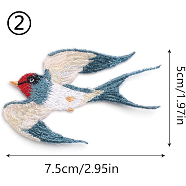 4 Stykker Sy-på Appliqué Fugl Broderet Klud Patches Dyr Ir