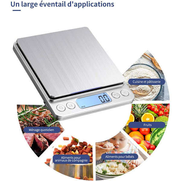 Digital køkkenvægt USB genopladelig 3kg/0,1g Digital bagefo