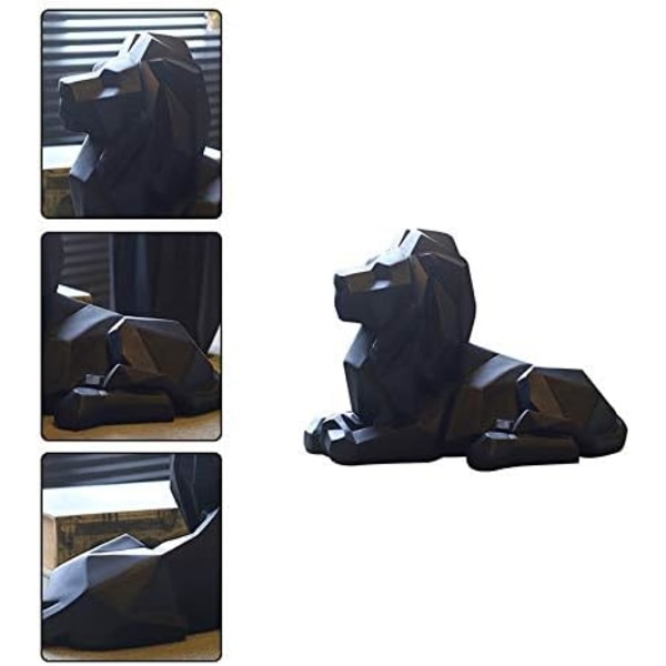 1 stk. løveskulptur ornamenter, geometrisk skulptur harpiksleopard