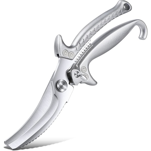 1PC Silver Sharp Poultry Scissors - Red Bone Scissors with Serrat