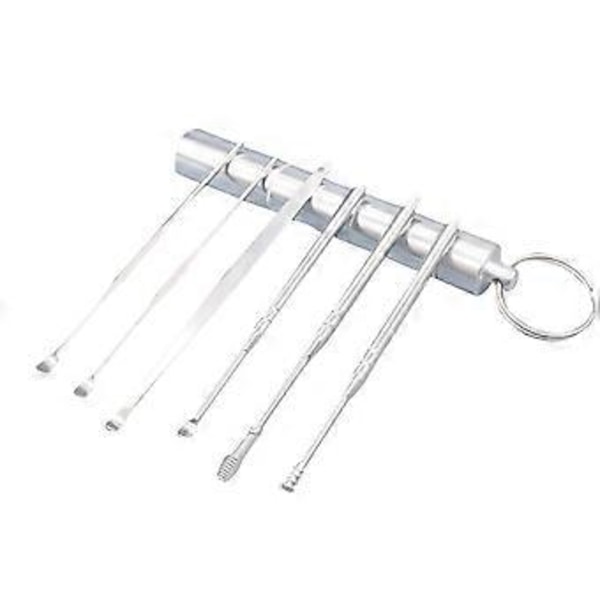 1 Set Portabel Öronskopsset Rostfritt Stål Öronskopa Vuxen Spiralverktyg Silver