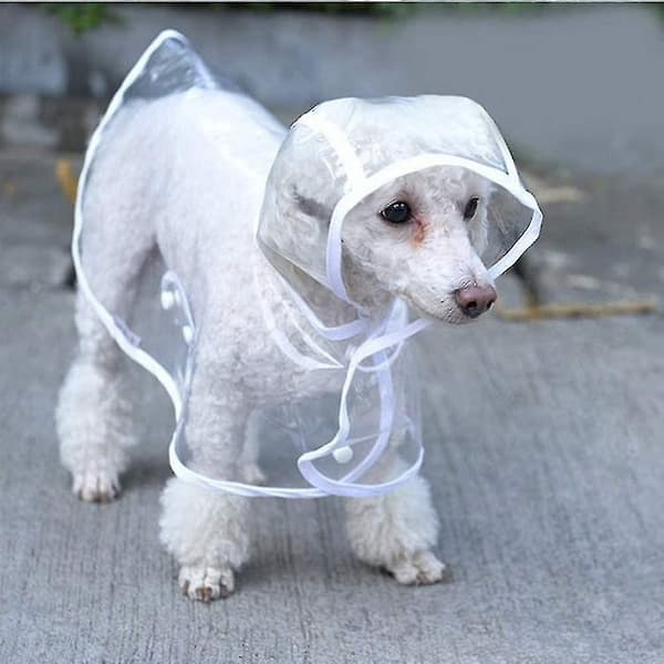 Dyregenser Regnfrakk Hund Regnfrakker Vanntett Valp Regnfrakker.L.Hvit
