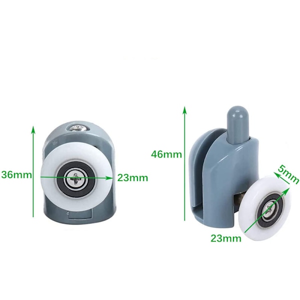 Sæt med 8 skydedørsruller til brusekabine 23mm rulle til skydedør