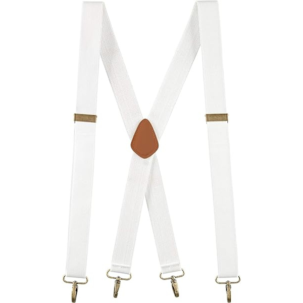 Hvite-Mote Justerbare Herre Bukseseler 120cmx3.5cm X Form wit